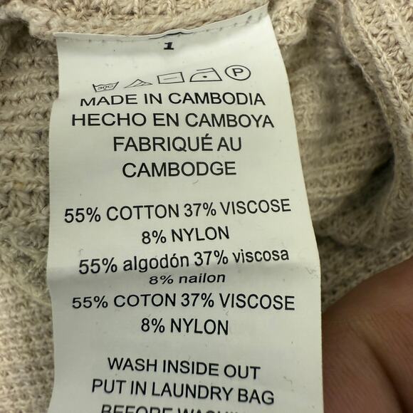 Michael Kors Womens SZ L Beige Long Sleeve Crew Neck Pullover Sweater Top Cotton - Picture 3 of 7